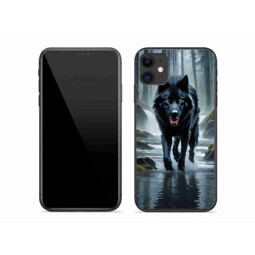 Gelový kryt mmCase na iPhone 11 - černý vlk
