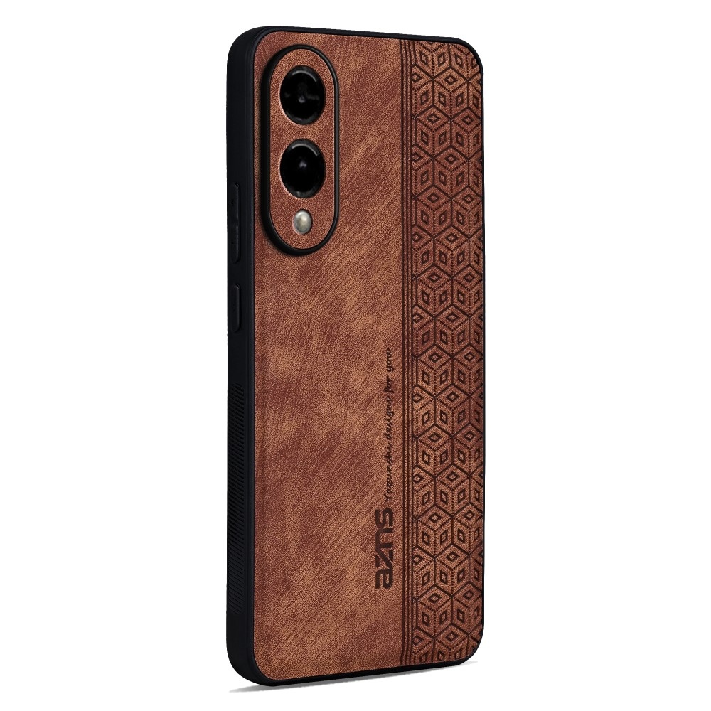 AZNS gelový obal potažený PU kůží pro mobil Samsung Galaxy S25 Edge - hnědý