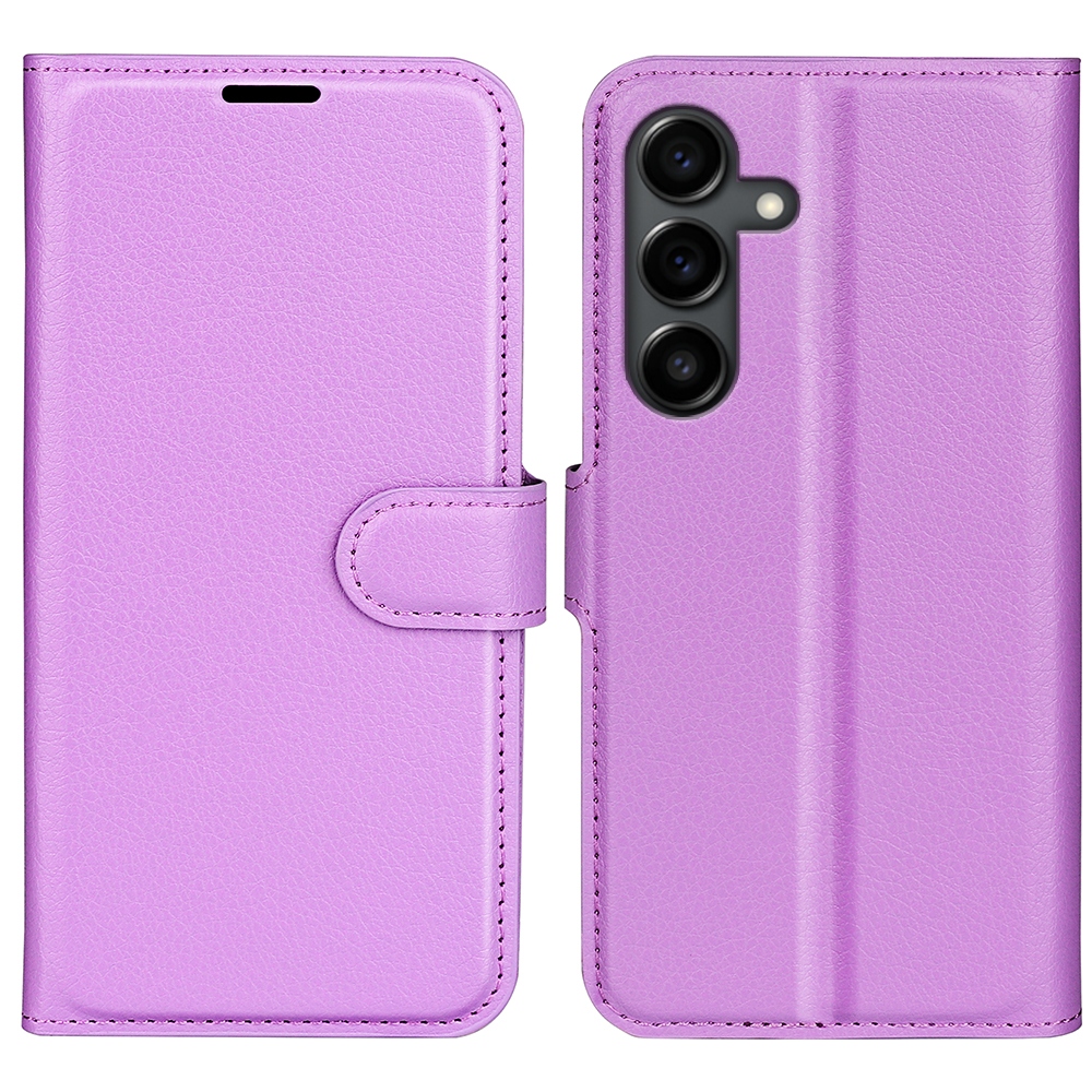 Litchi knížkové pouzdro na Samsung Galaxy S25 FE - fialové