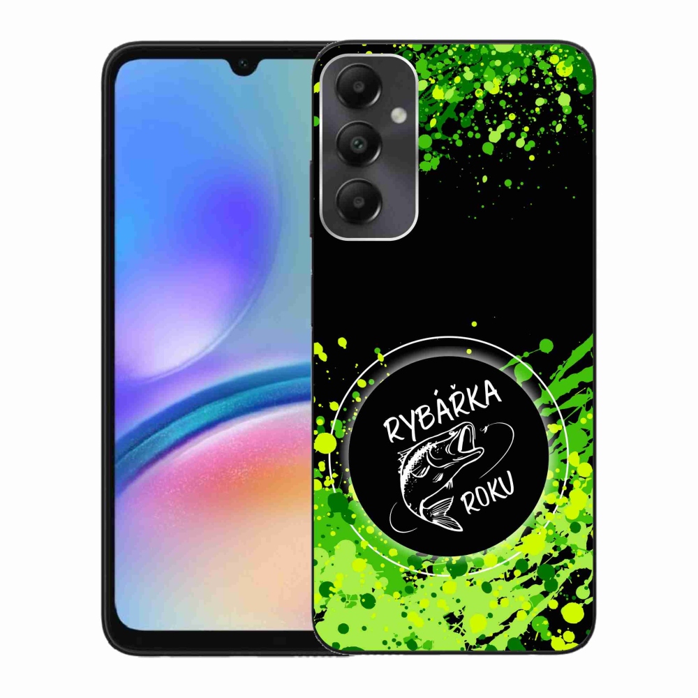 Gelový kryt mmCase na Samsung Galaxy A05s - rybářka roku černé pozadí