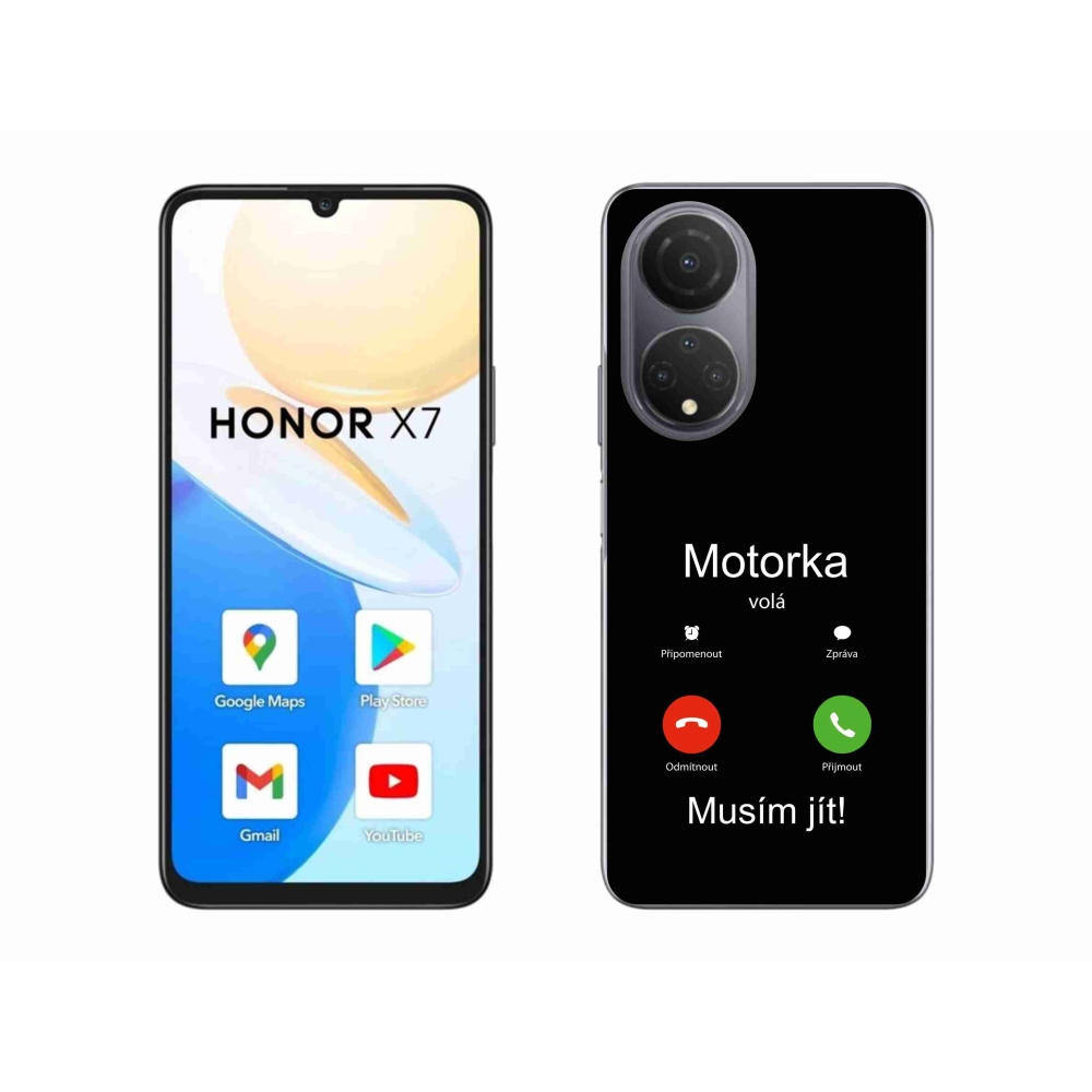 Gelový kryt mmCase na Honor X7 - motorka volá černé pozadí