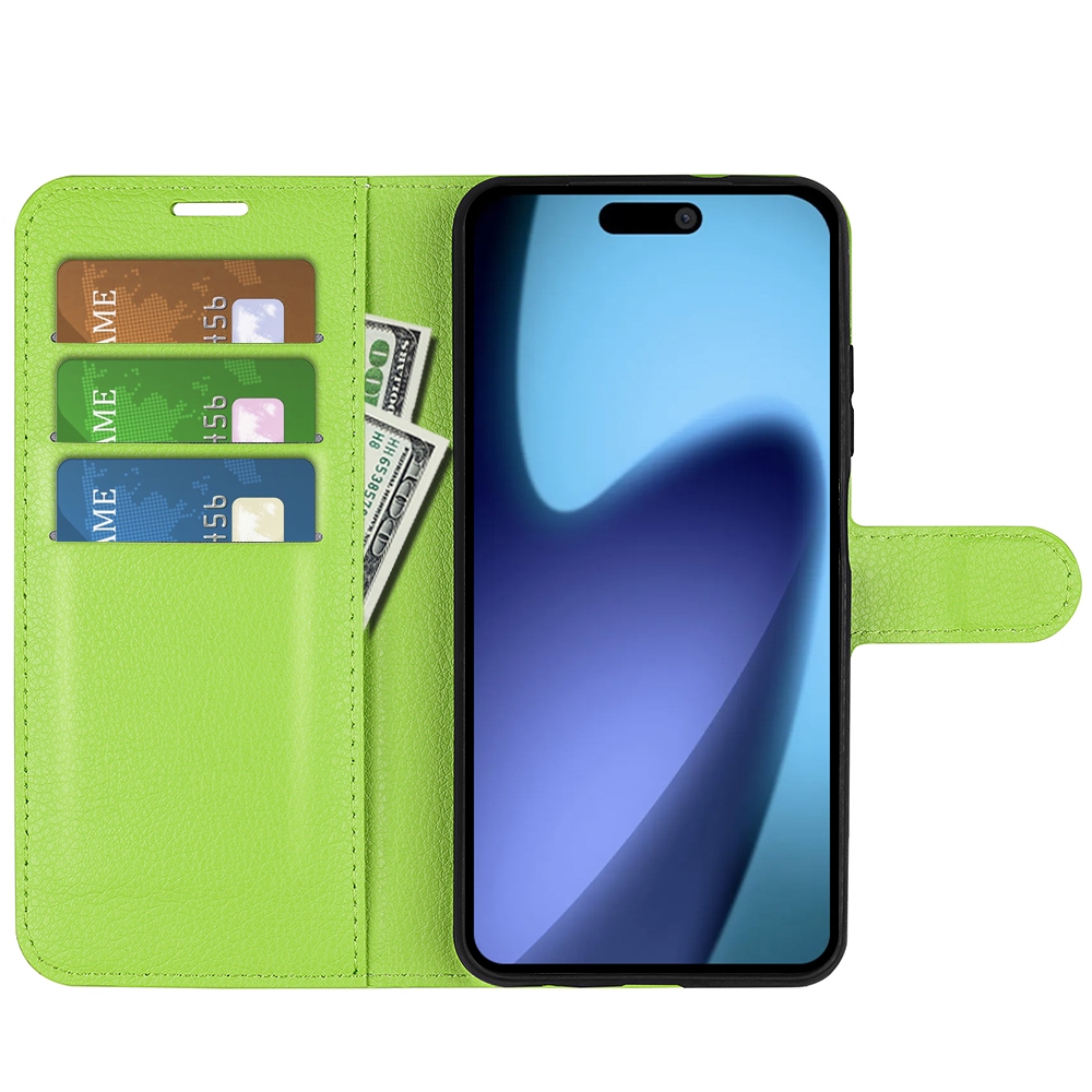 Litchi knížkové pouzdro na iPhone 17 Air - zelené
