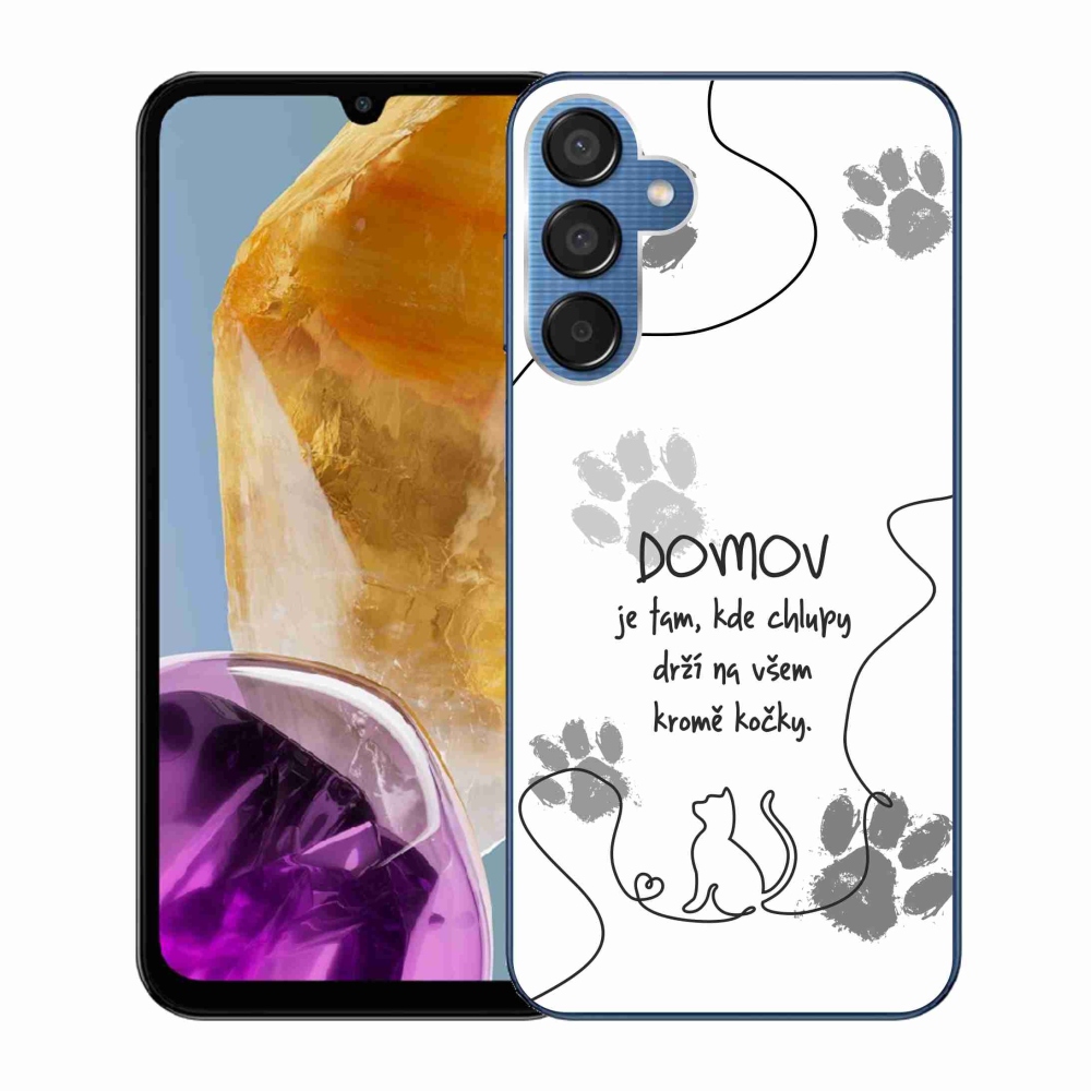 Gelový kryt mmCase na Samsung Galaxy M15 5G - kočičí motiv bílé pozadí
