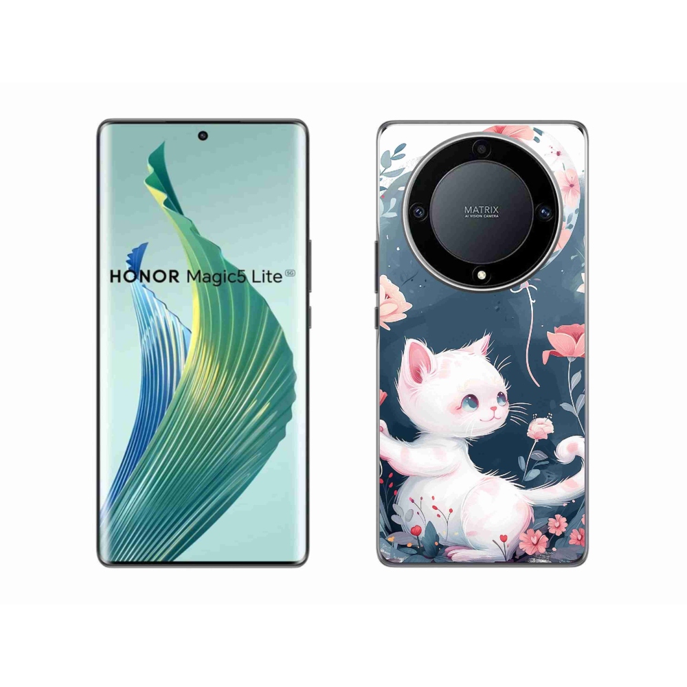 Gelový kryt mmCase na Honor Magic 5 Lite 5G - kotě s balónkem