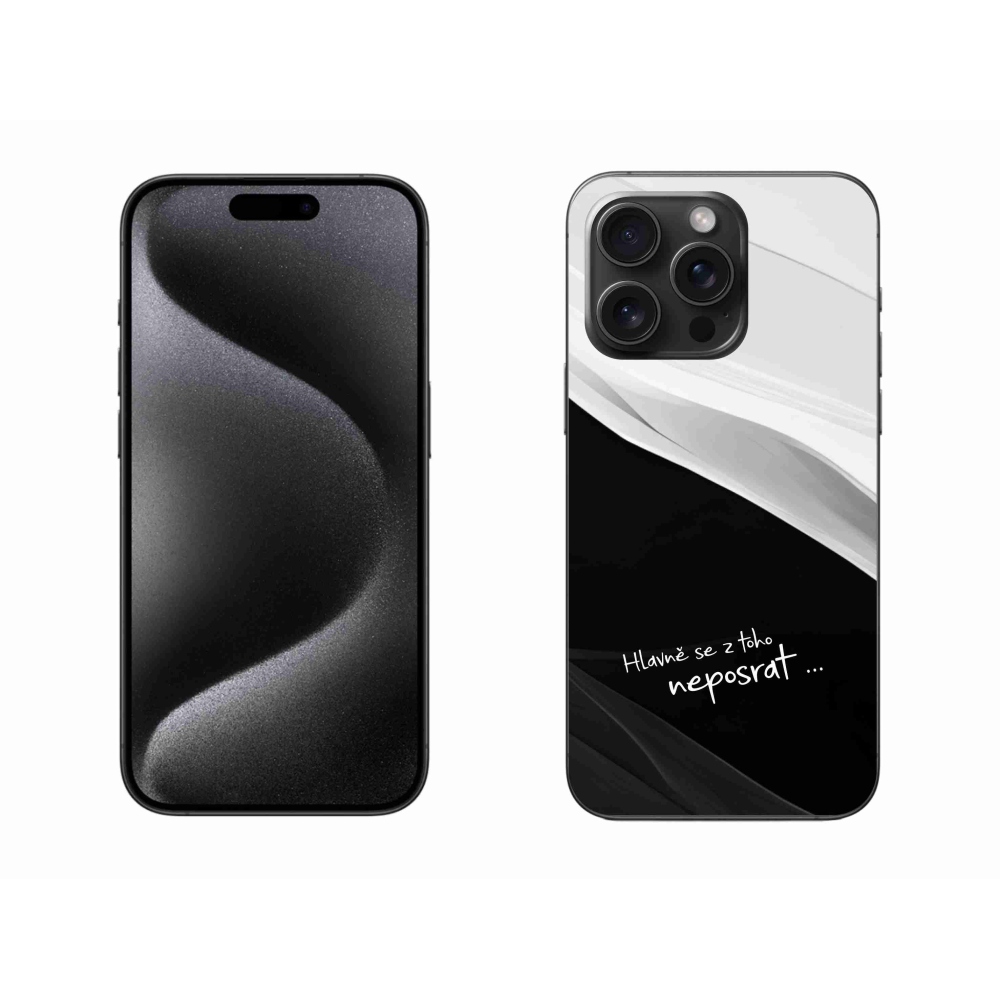 Gelový kryt mmCase na iPhone 15 Pro Max - vtipný text 13 černobílé pozadí