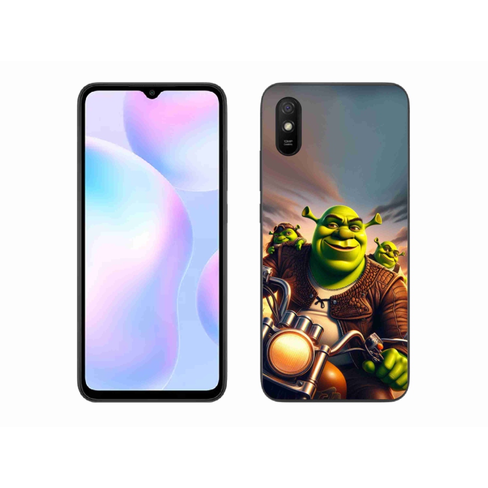 Gelový kryt mmCase na Xiaomi Redmi 9AT - shrek na motorce
