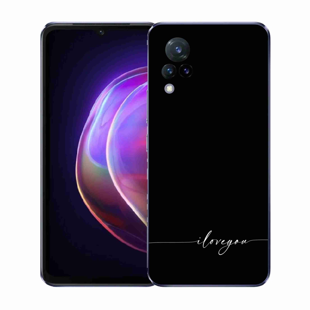 Gelový kryt mmCase na Vivo V21 4G/5G - I love you černé pozadí