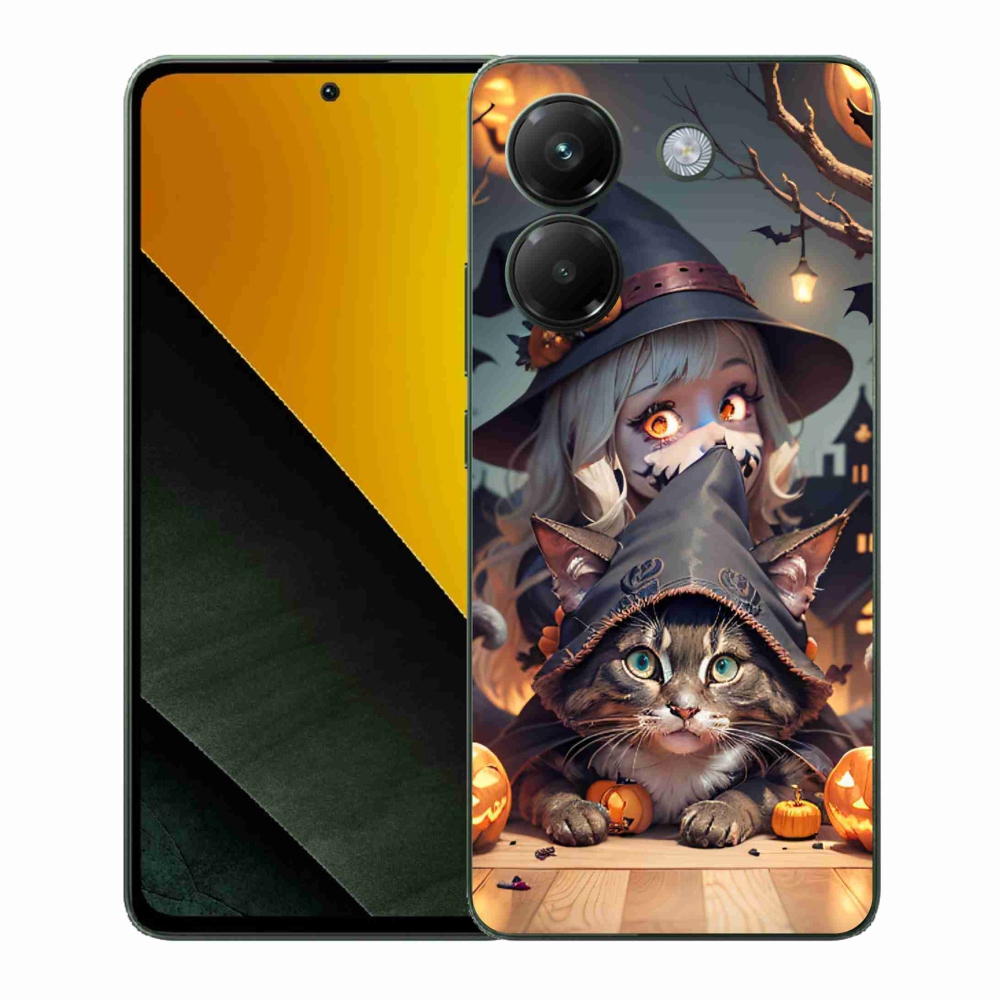 Gelový kryt mmCase na Xiaomi Poco M7 Pro 5G - čarodějnice s kočkou