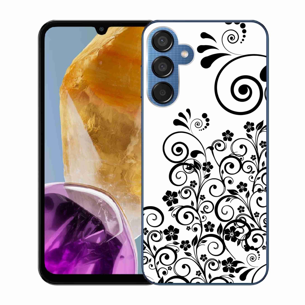 Gelový kryt mmCase na Samsung Galaxy M15 5G - černobílé květinové vzory