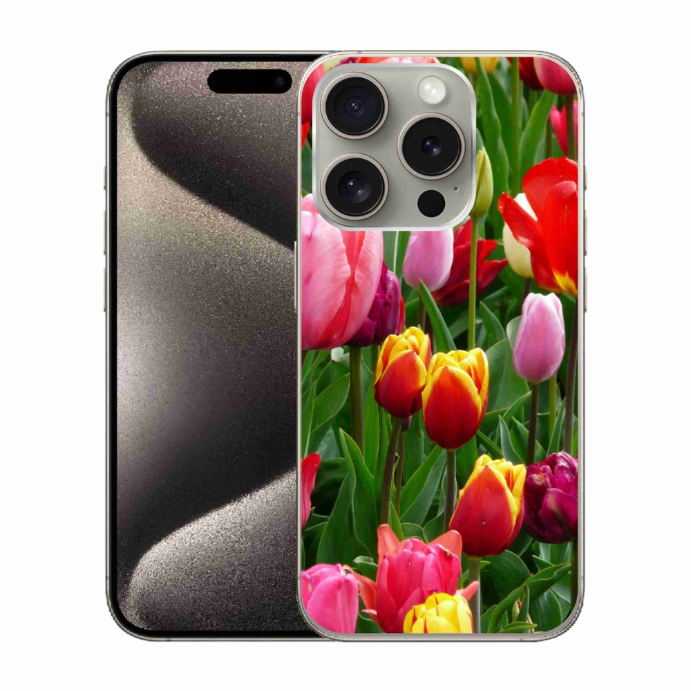 Gelový kryt mmCase na iPhone 15 Pro - tulipány