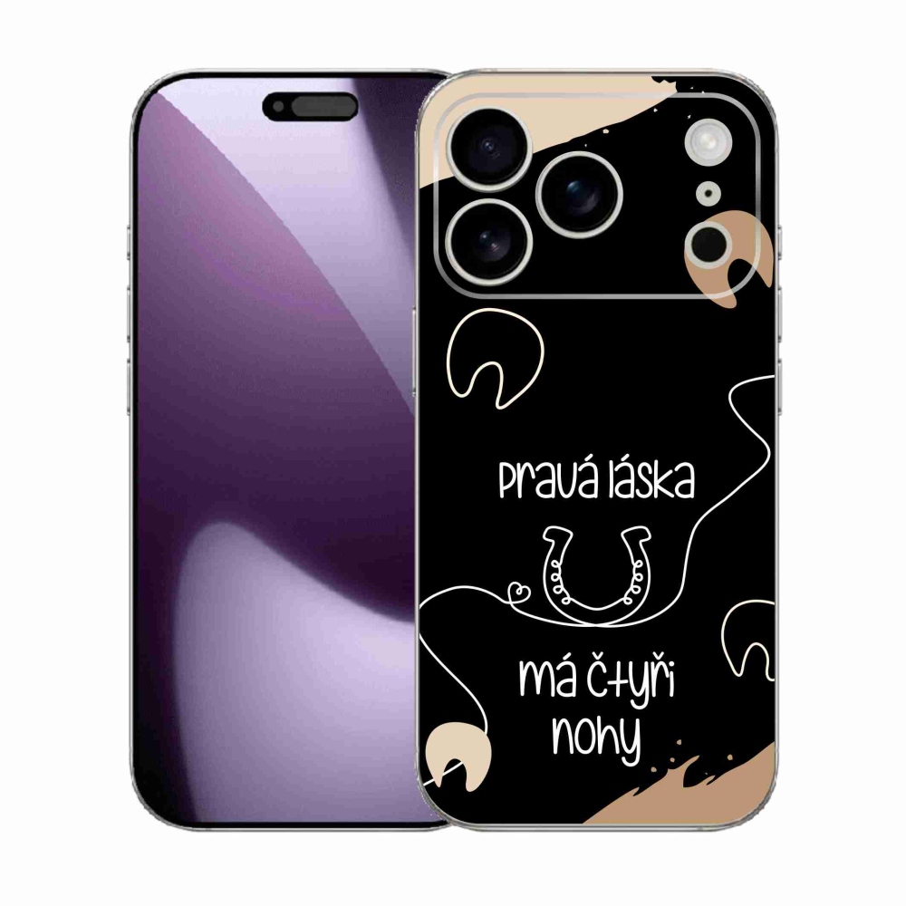 Gelový kryt mmCase na iPhone 17 Pro - koňský motiv černé pozadí