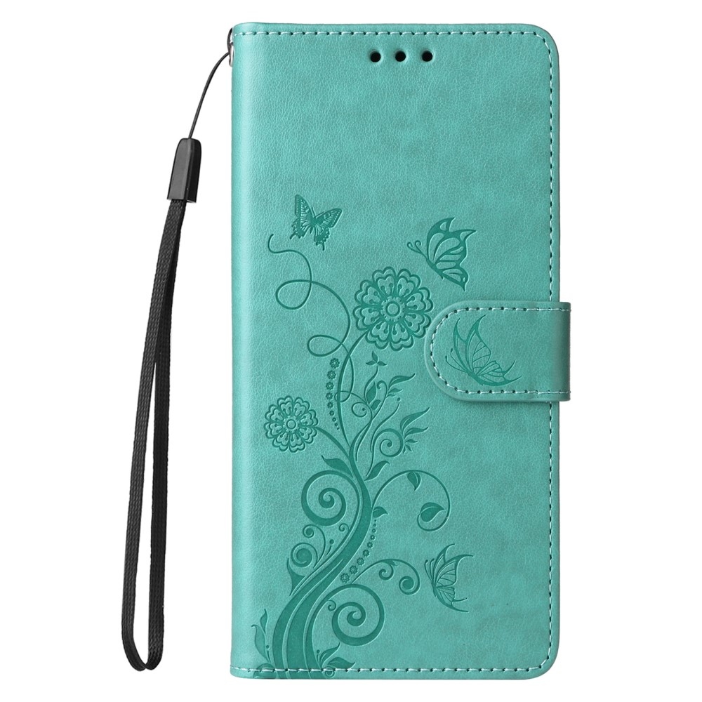 Flowery knížkové pouzdro na Xiaomi Poco X7 Pro 5G - modrozelené