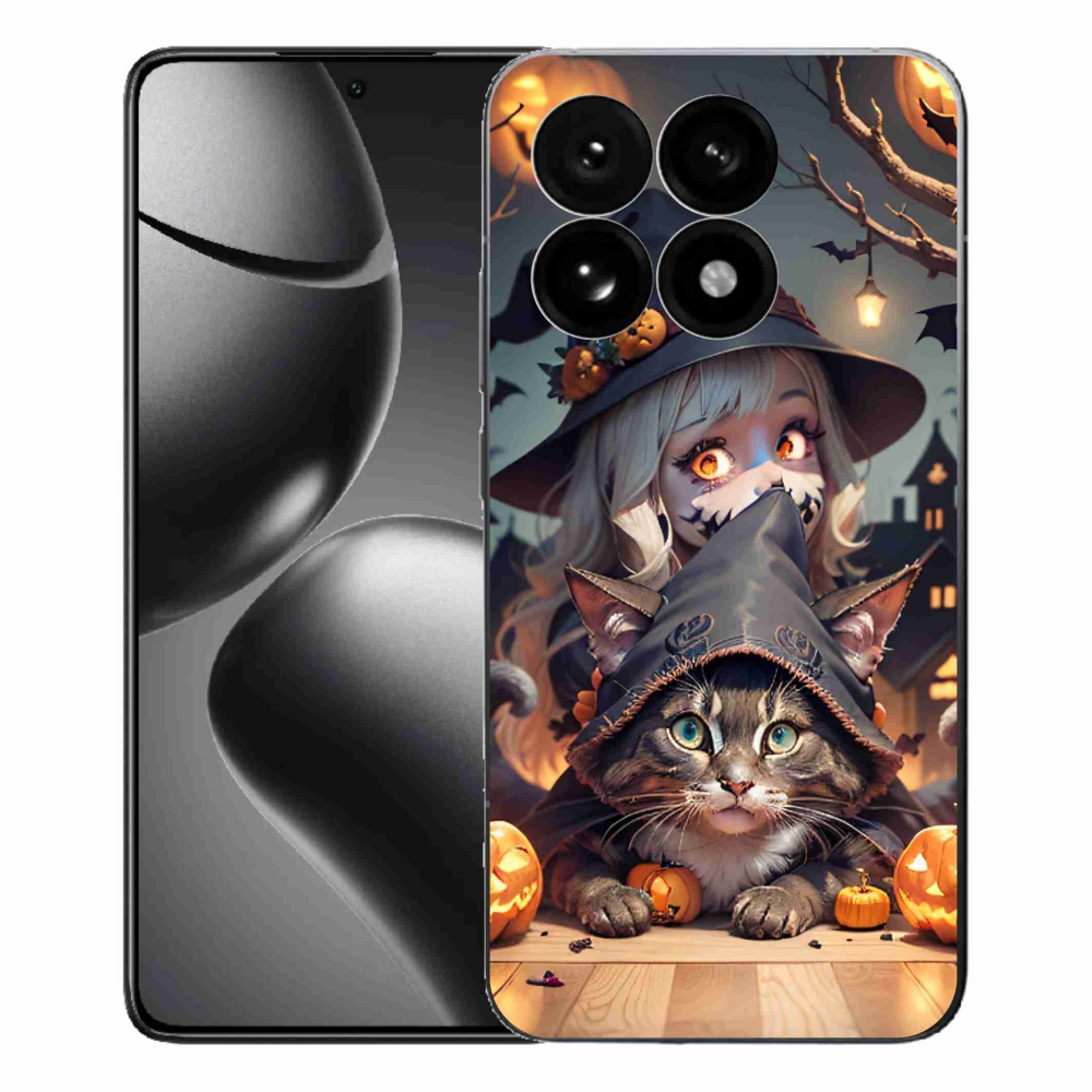 Gelový kryt mmCase na Xiaomi 15T - čarodějnice s kočkou