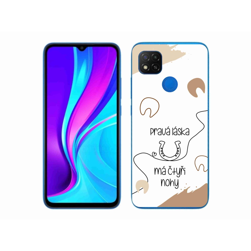 Gelový kryt mmCase na Xiaomi Redmi 9C - koňský motiv bílé pozadí
