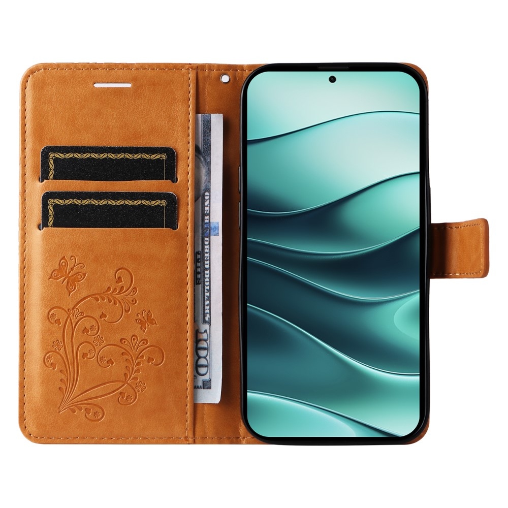 Big Butterfly knížkové pouzdro na Xiaomi Redmi Note 14 5G - žluté