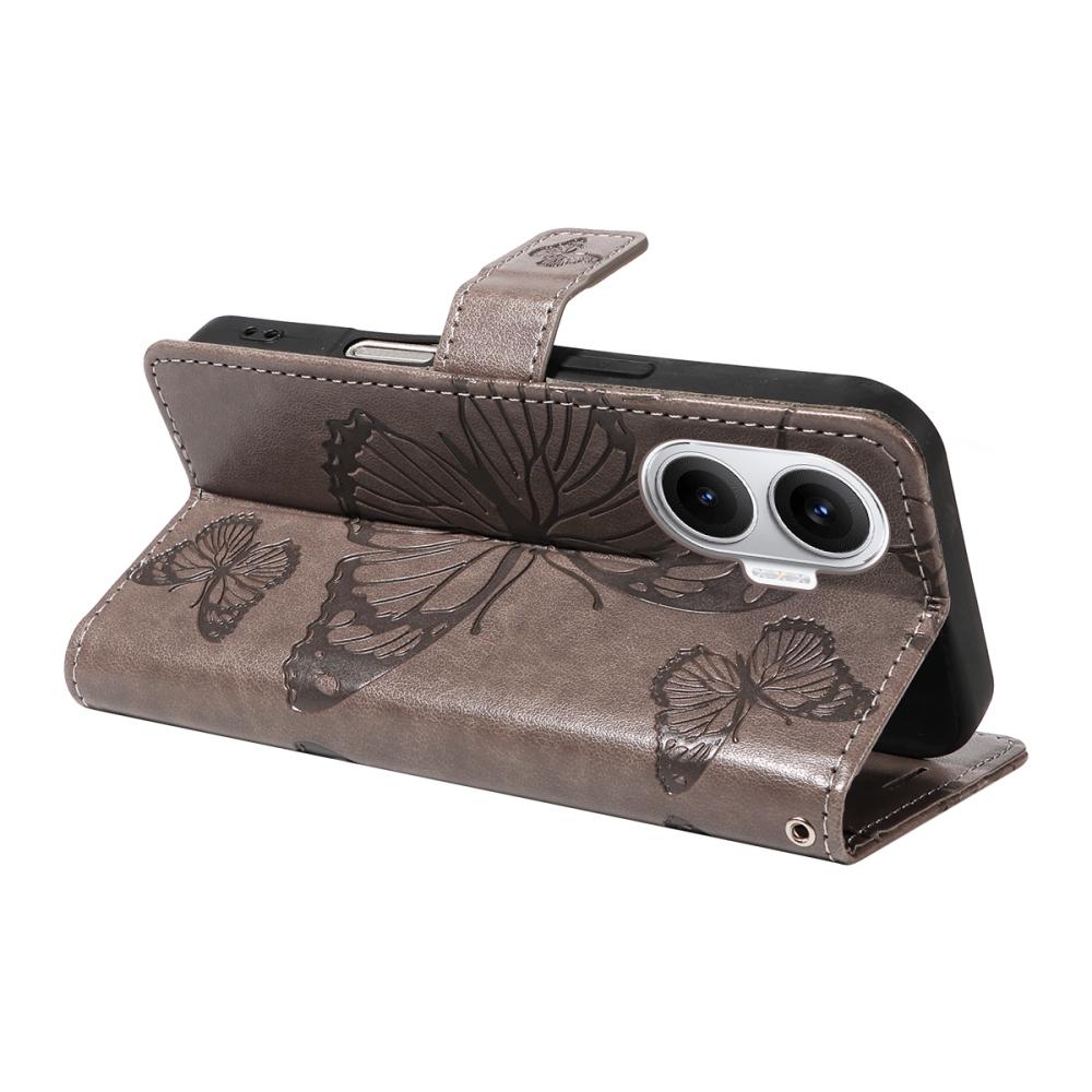 Big Butterfly knížkové pouzdro na Xiaomi Poco F7 5G - šedé