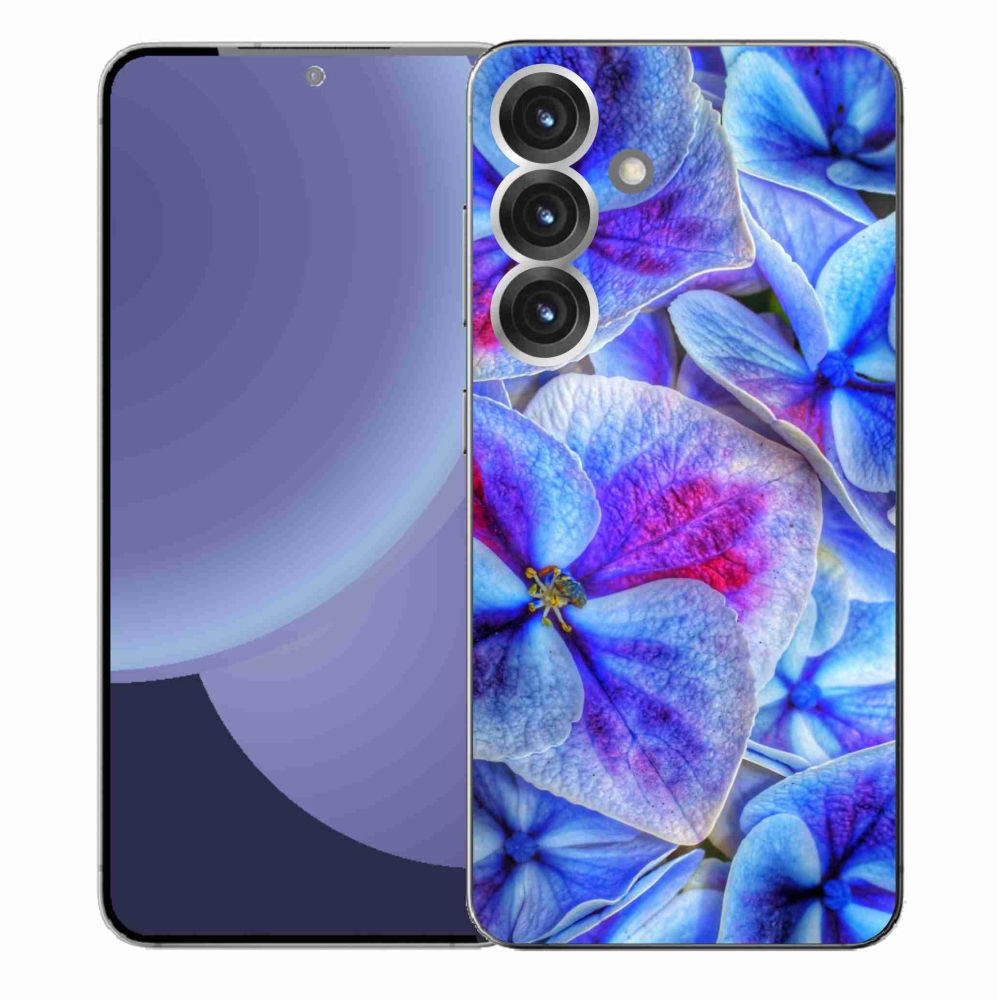 Gelový kryt mmCase na Samsung Galaxy S25+ - modré květy 1
