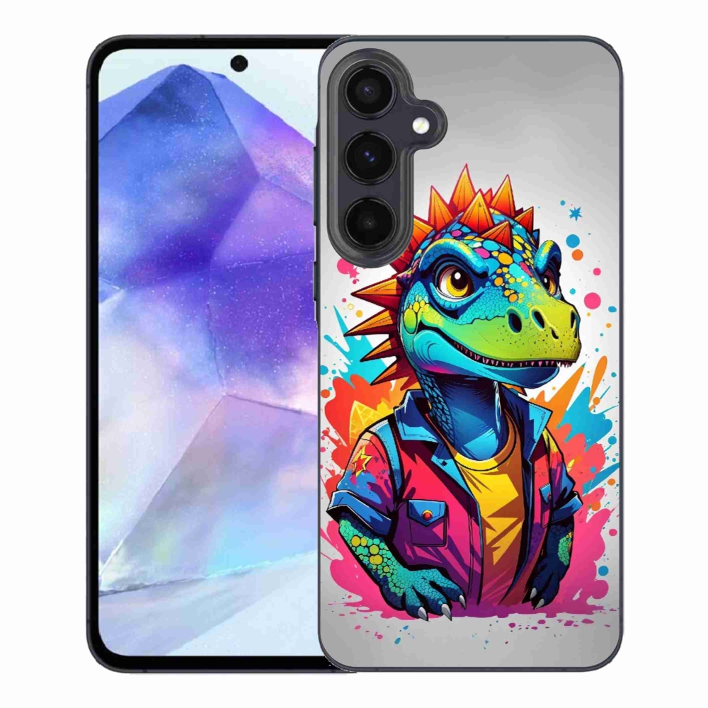 Gelový kryt mmCase na Samsung Galaxy A55 5G - barevný dinosaurus
