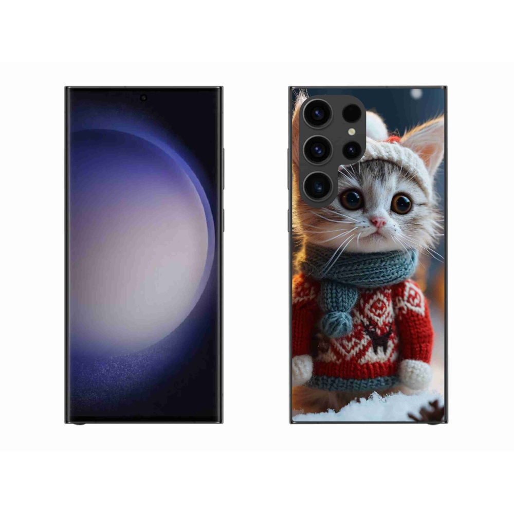 Gelový kryt mmCase na Samsung Galaxy S23 Ultra 5G - kotě ve svetru