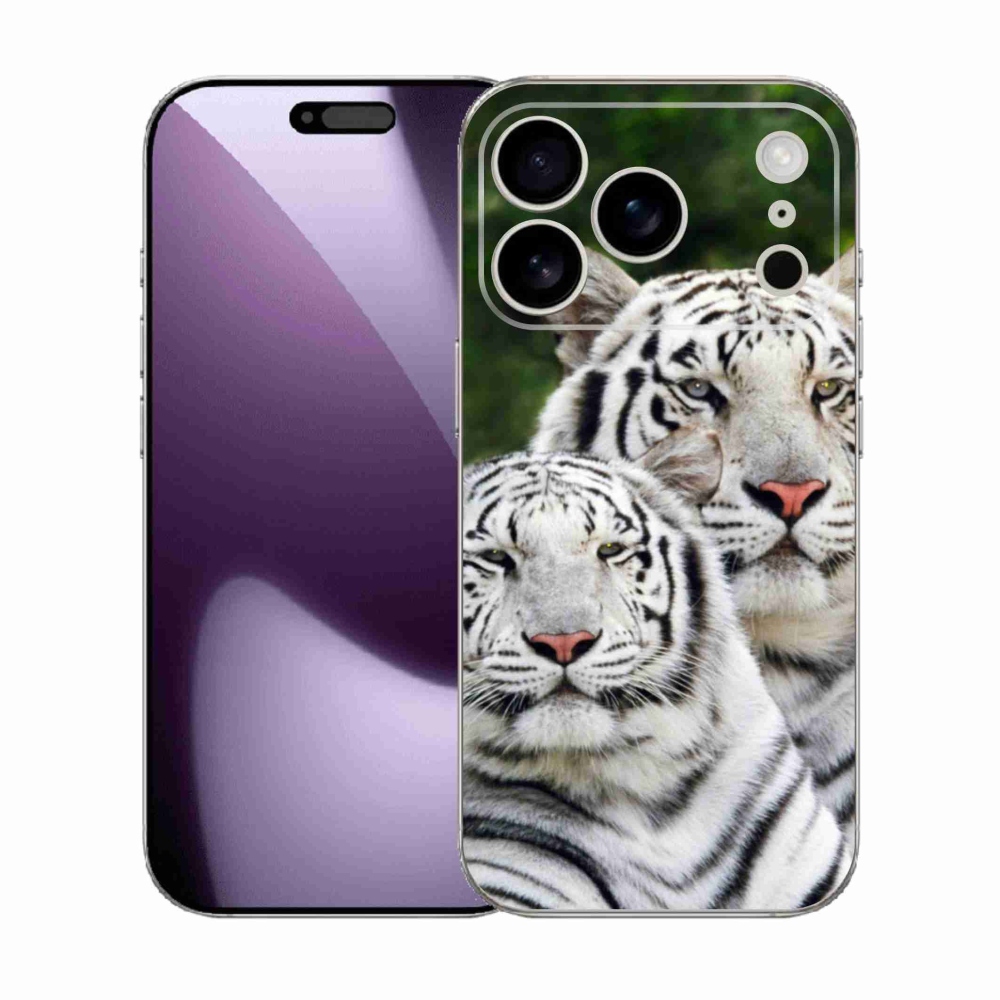Gelový kryt mmCase na iPhone 17 Pro - bílí tygři