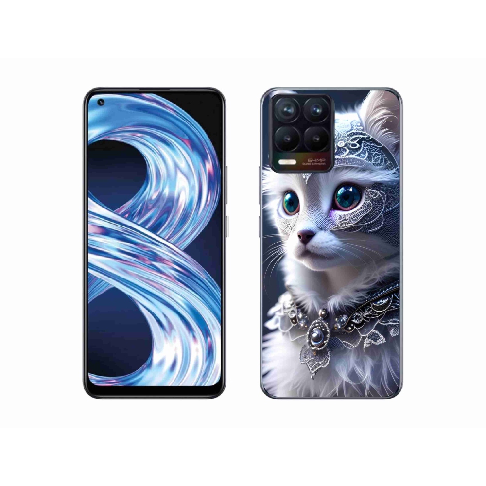 Gelový kryt mmCase na Realme 8 Pro - bílá kočka