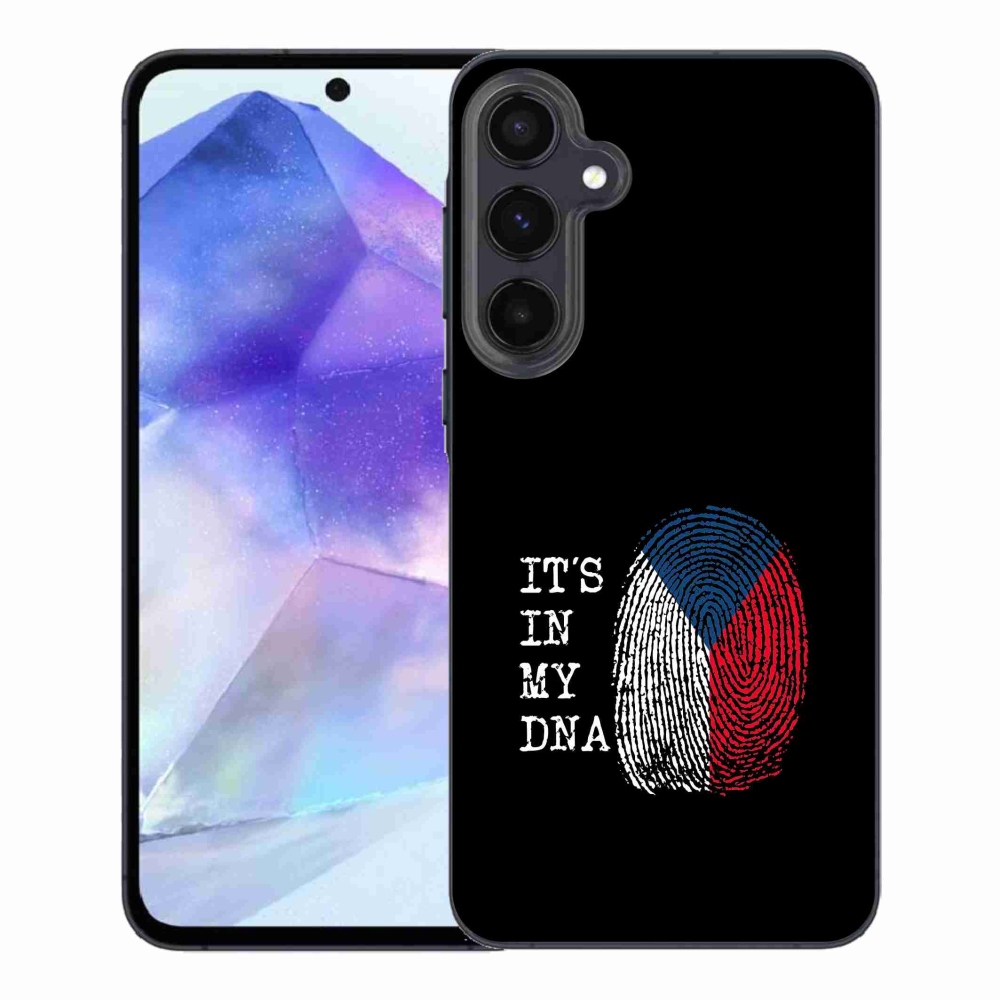 Gelový kryt mmCase na Samsung Galaxy A55 5G - vlajka otisk prstu černé pozadí