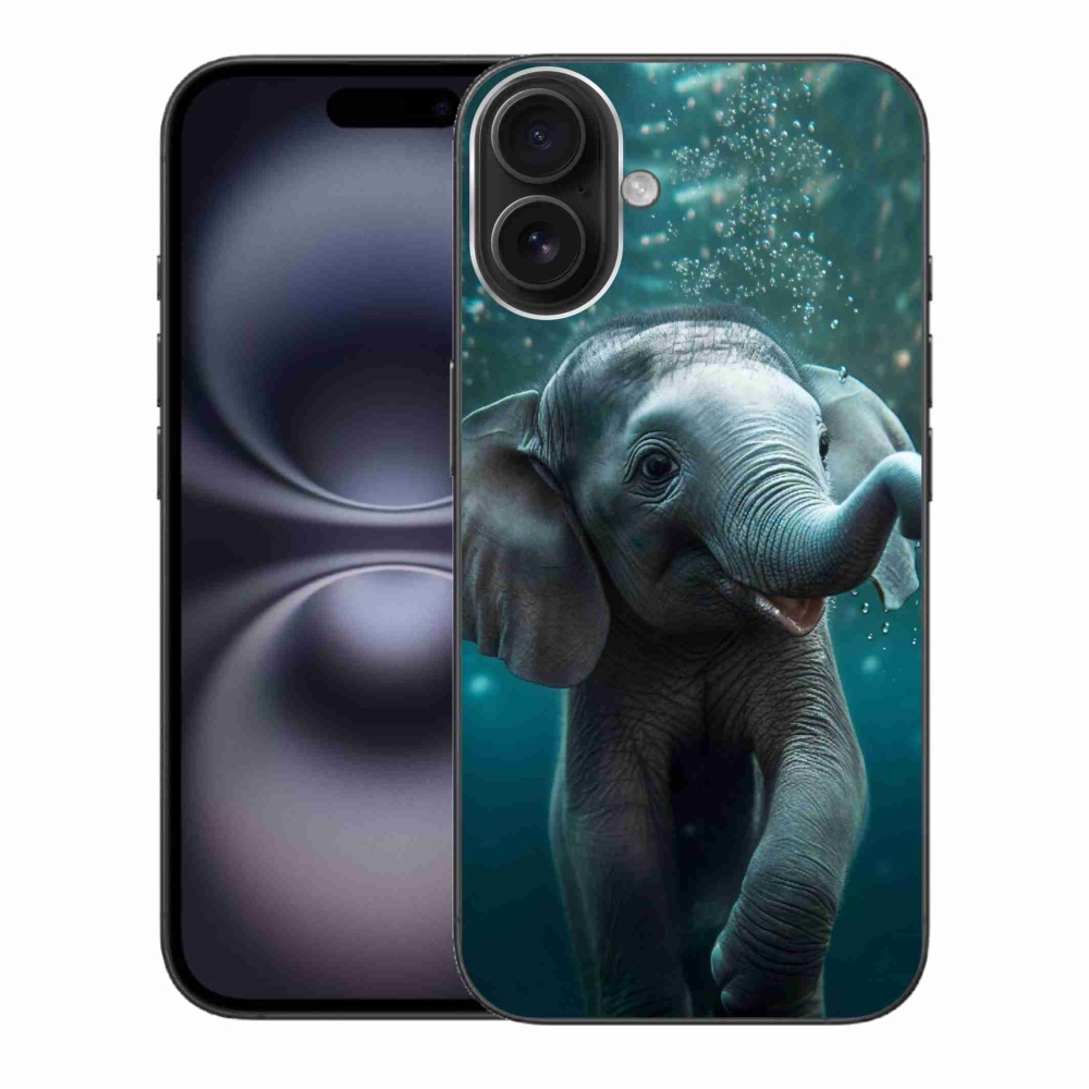 Gelový kryt mmCase na iPhone 16 Plus - slůně pod vodou