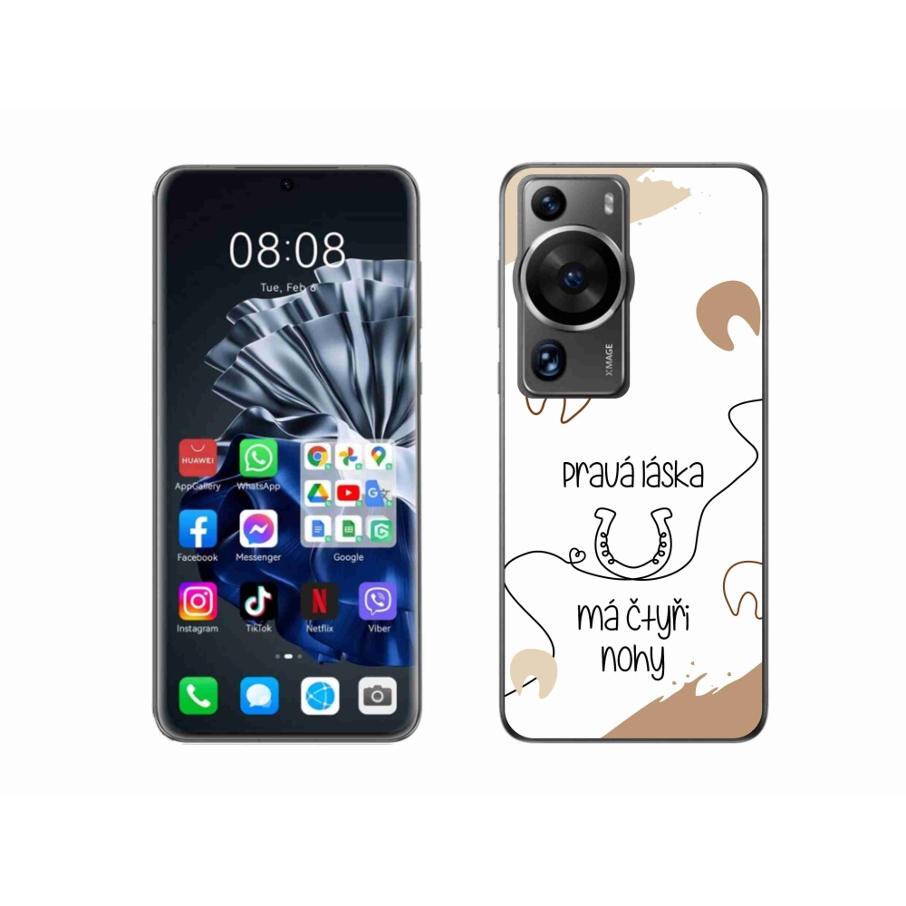 Gelový kryt mmCase na Huawei P60 Pro - koňský motiv bílé pozadí