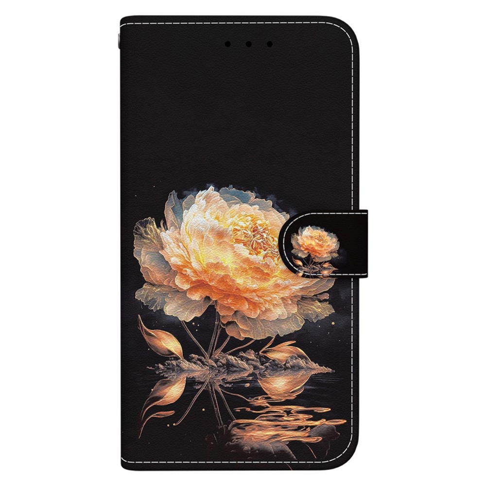 Printern knížkové pouzdro na Xiaomi Redmi Note 14 5G - zlatá pivoňka