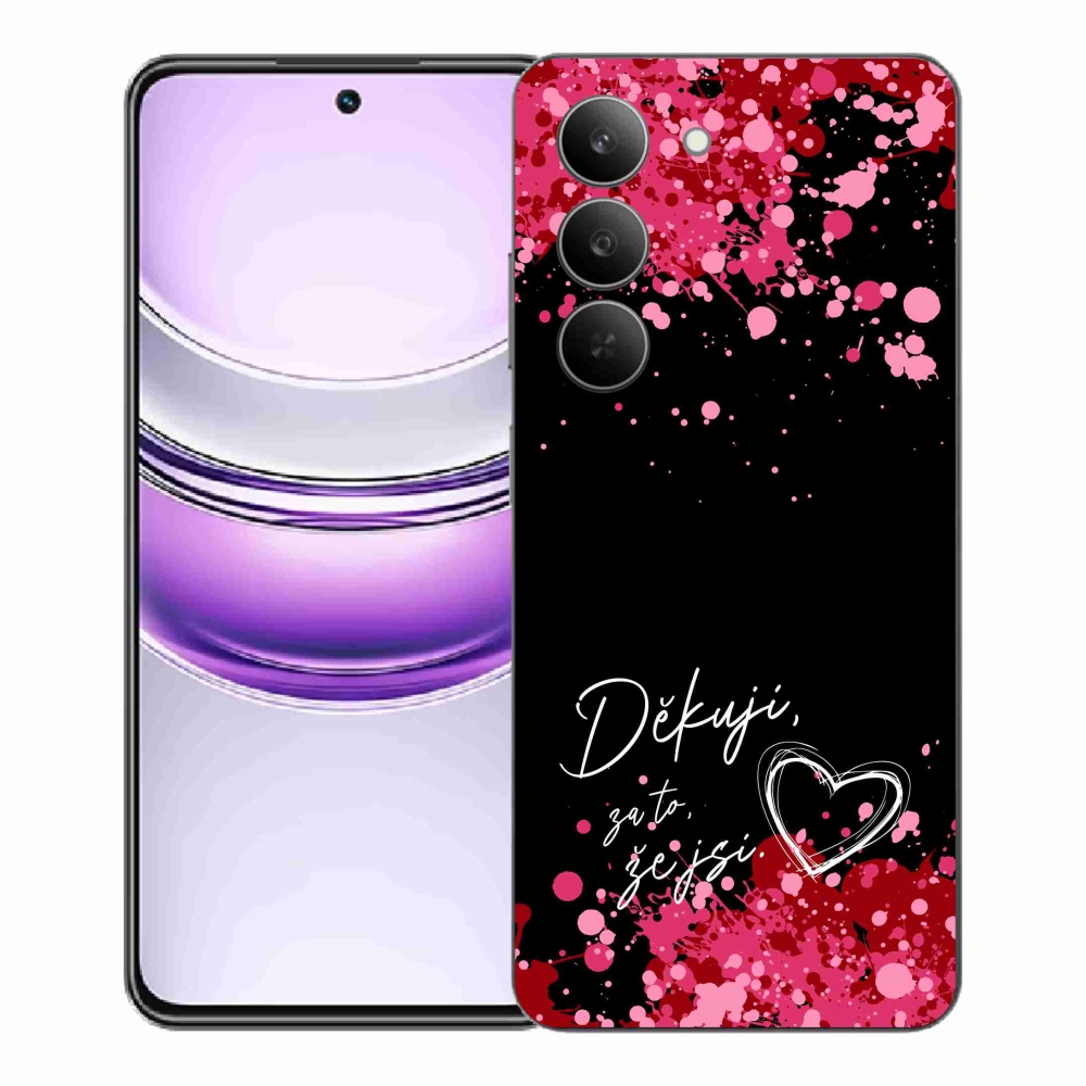 Gelový kryt mmCase na Realme 14x 5G - zamilovaný text 2 černé pozadí