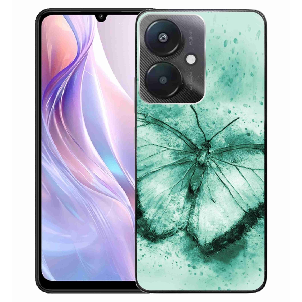 Gelový obal mmCase na Xiaomi Redmi 13C 5G - zelený motýl