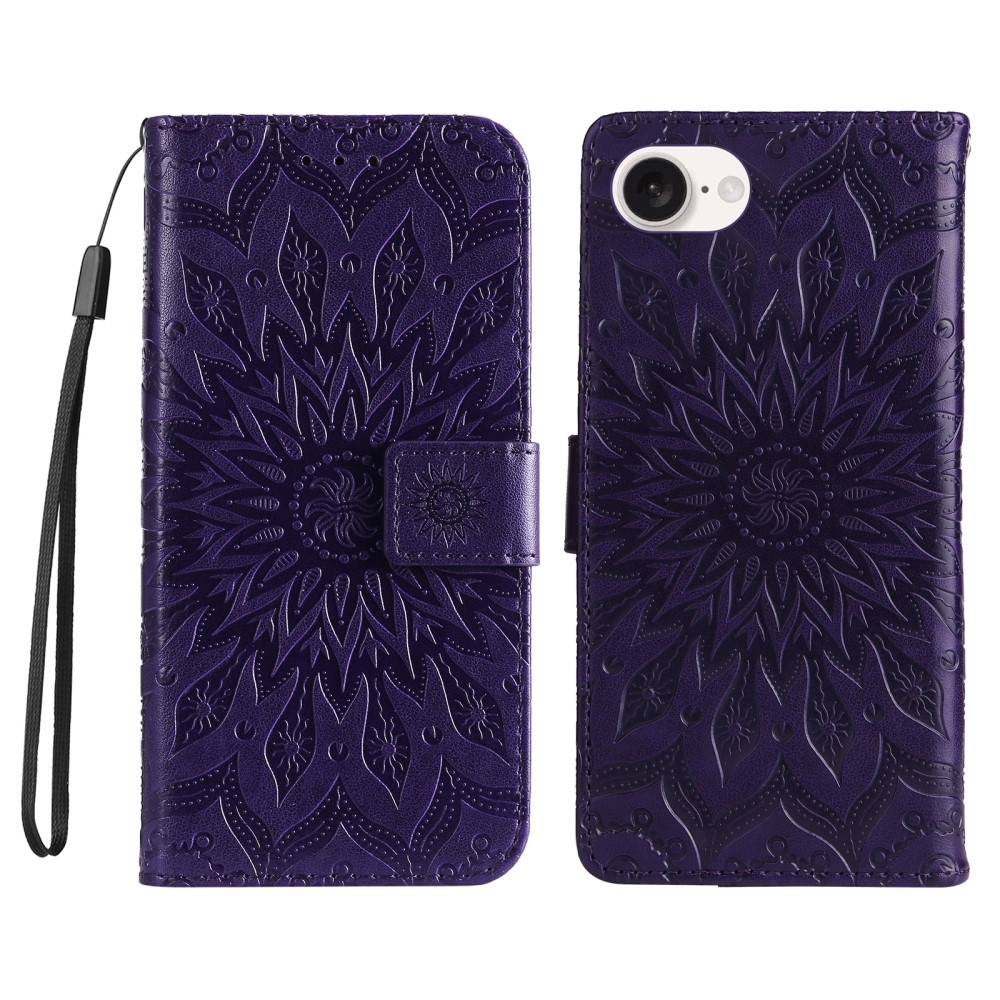 Sunflower knížkové pouzdro na iPhone 16e - tmavěfialové