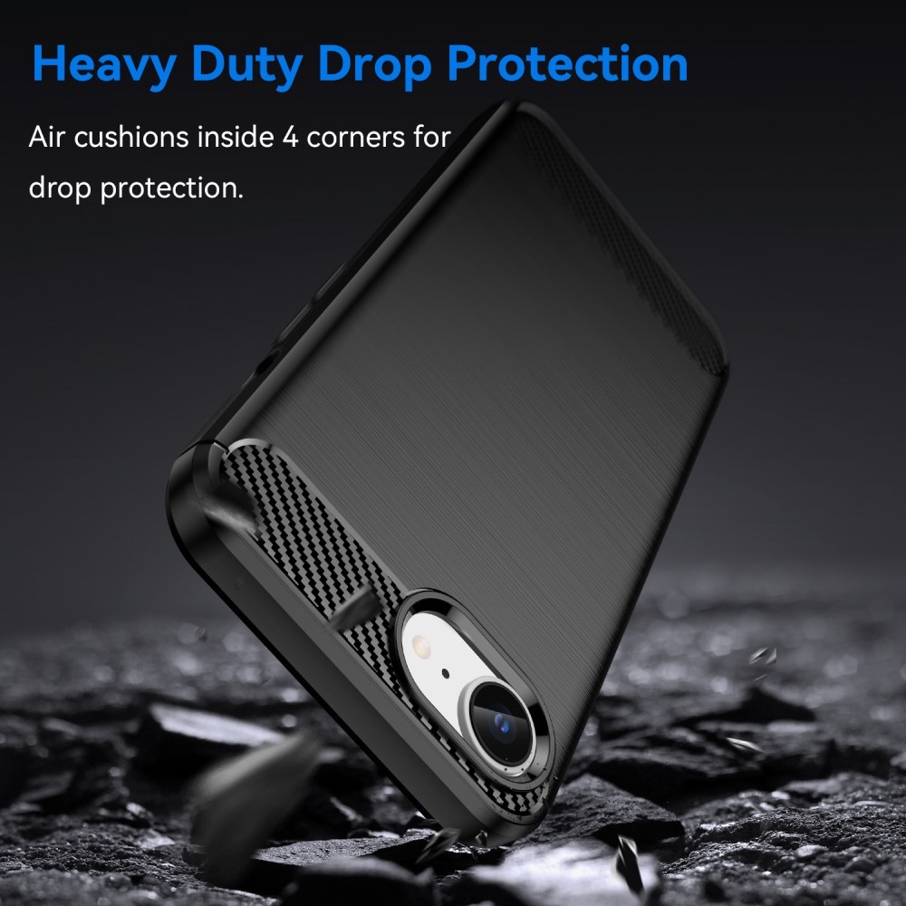 Carbon odolný gelový obal na iPhone 16e - černý