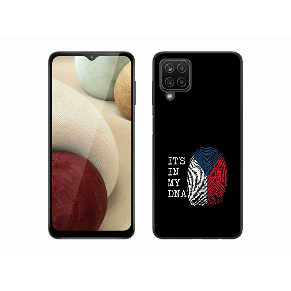 Gelový kryt mmCase na Samsung Galaxy M12 - vlajka otisk prstu černé pozadí