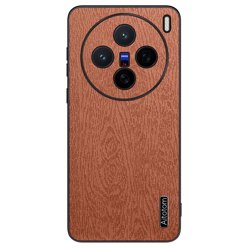 Wood gelový obal potažený umělou kůží na Vivo X200 5G - hnědý