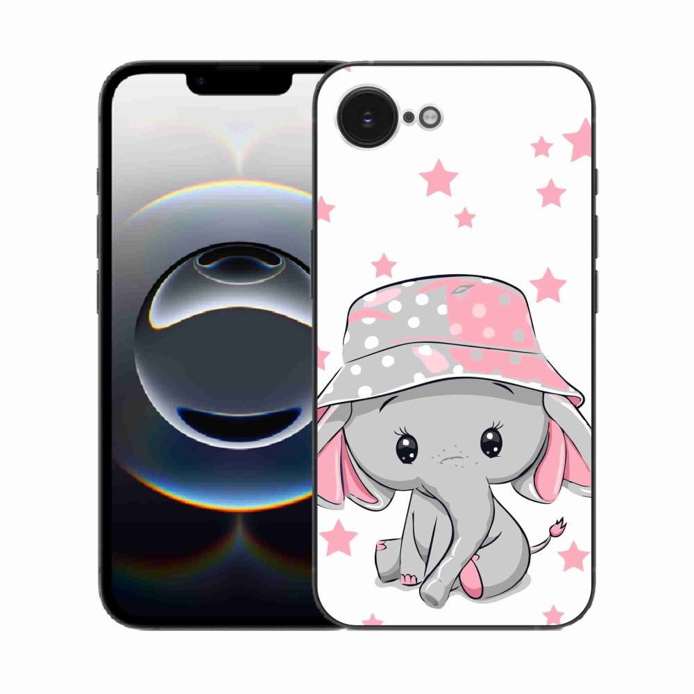 Gelový kryt mmCase na iPhone 16e - růžový slon