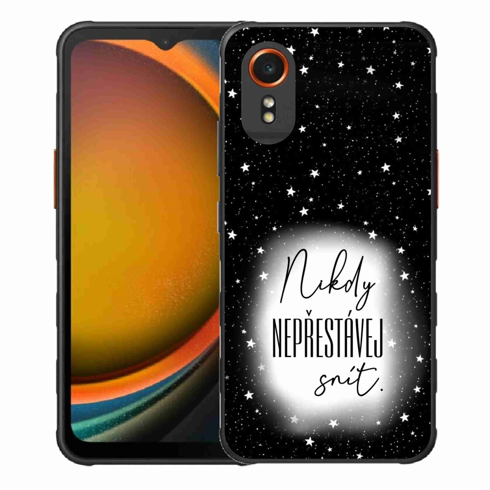 Gelový kryt mmCase na Samsung Galaxy Xcover 7 - citát 1 bíločerné pozadí