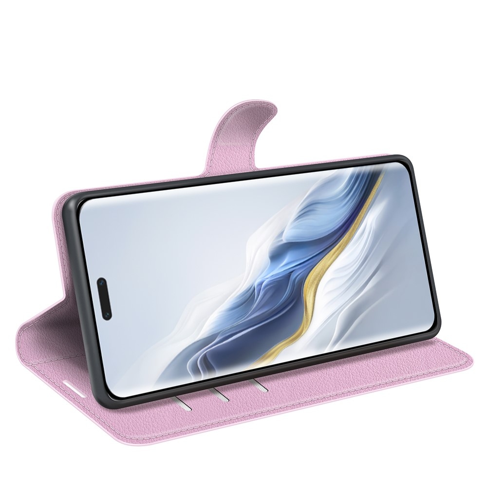 Litchi knížkové pouzdro na Honor Magic 6 Pro 5G - růžové
