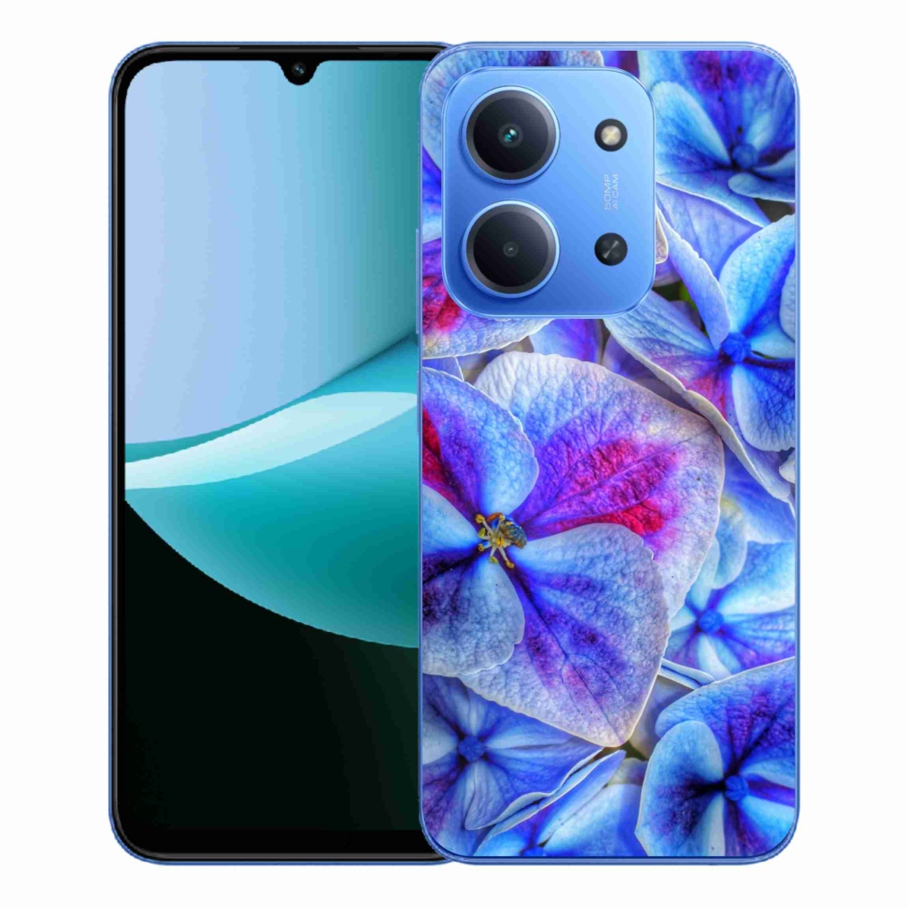 Gelový kryt mmCase na Xiaomi Redmi 15C 4G/5G (173mm) - modré květy 1