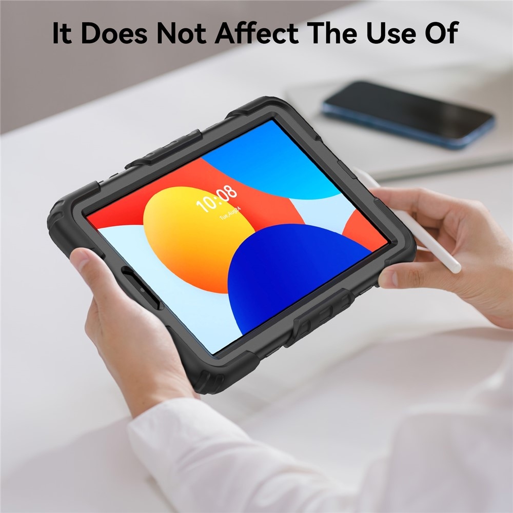 Strap odolný kryt s držákem na ruku a ramenním popruhem na Xiaomi Redmi Pad SE 8.7 - černý