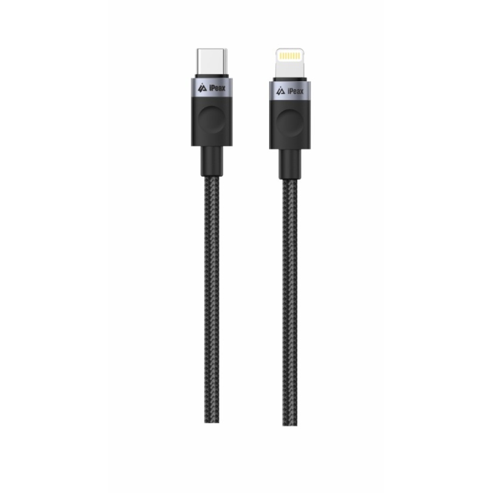 iPEAX Textilní kabel USB-C / lightning 1 m, USB 2.0 - černý