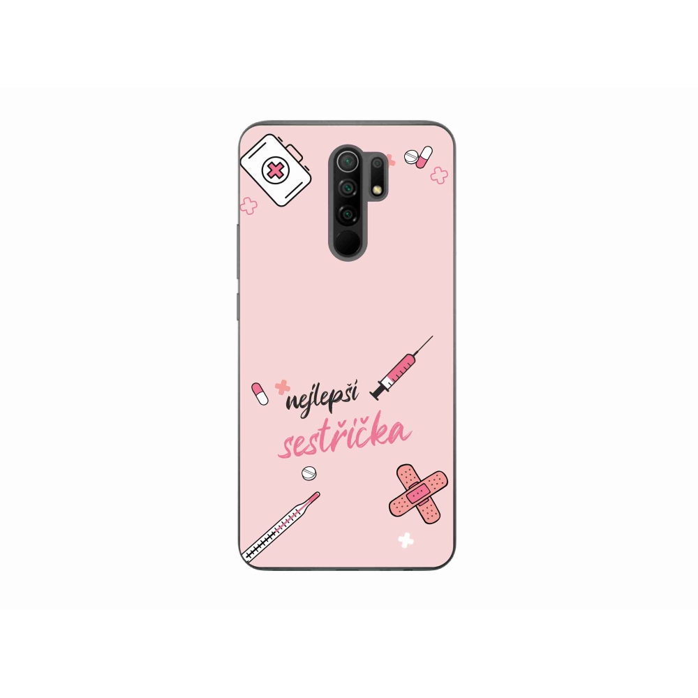 Gelový kryt mmCase na Xiaomi Redmi 9 - nejlepší sestřička růžové pozadí