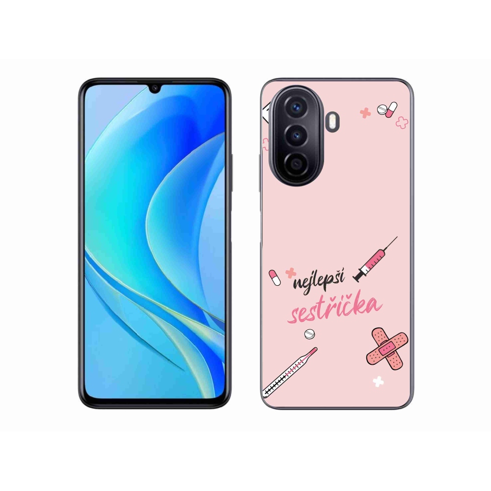 Gelový kryt mmCase na Huawei Nova Y70 - nejlepší sestřička růžové pozadí