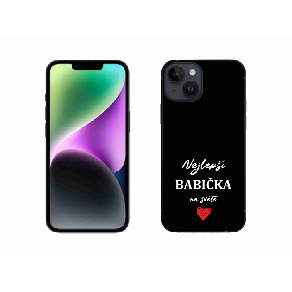 Gelový kryt mmCase na iPhone 14 - nejlepší babička 1 černé pozadí