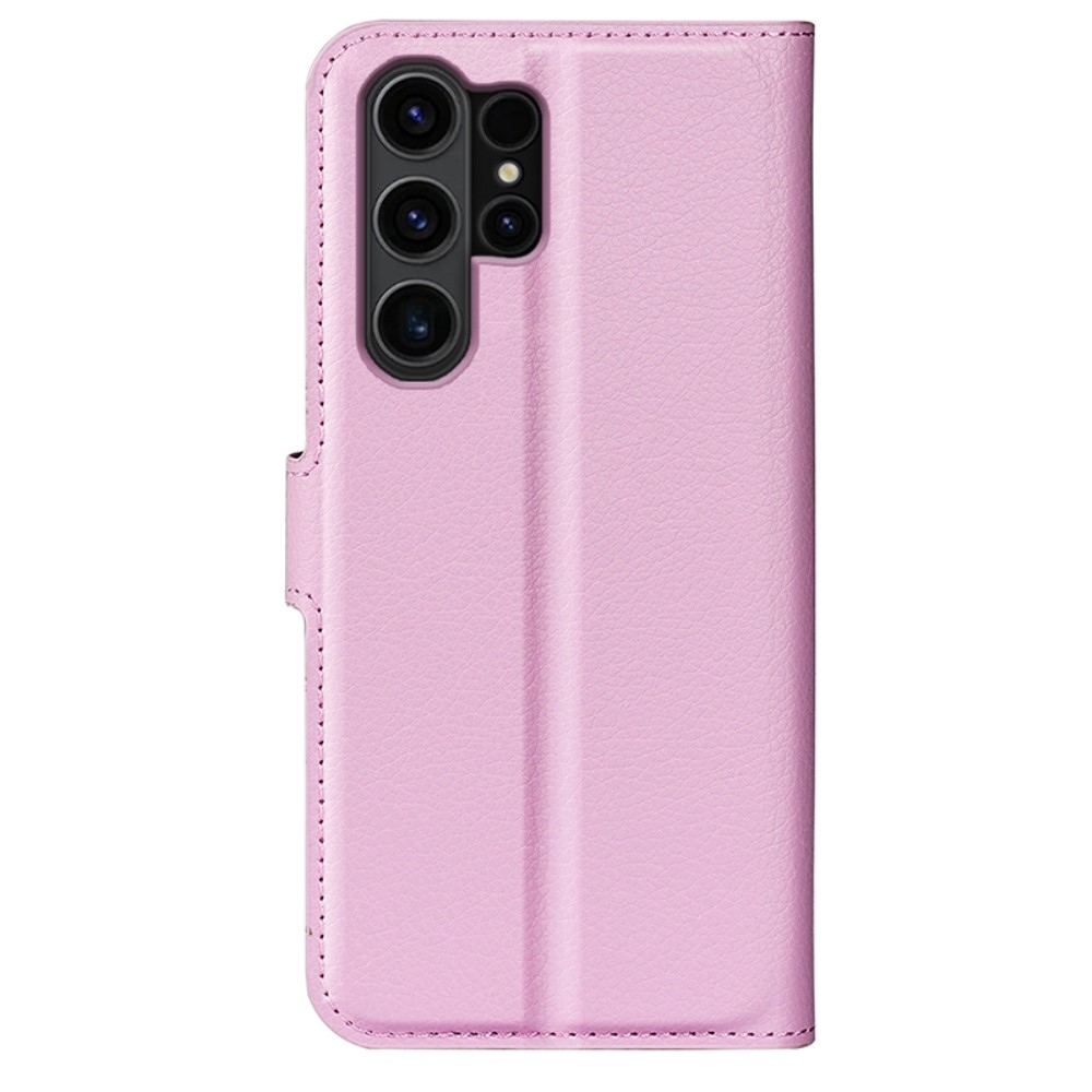 Litchi knížkové pouzdro na Samsung Galaxy S24 Ultra - růžové