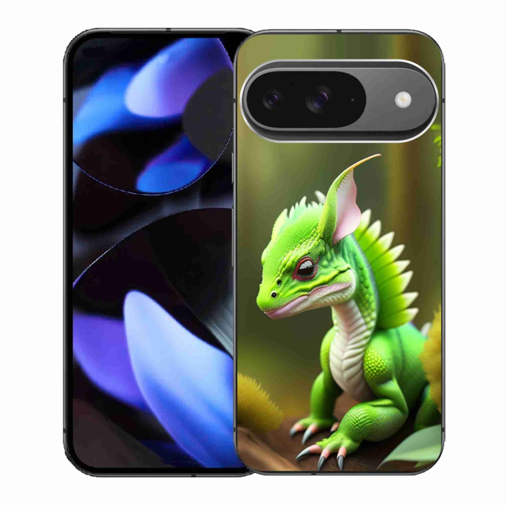 Gelový kryt mmCase na Google Pixel 9/9 Pro - zelený dráček