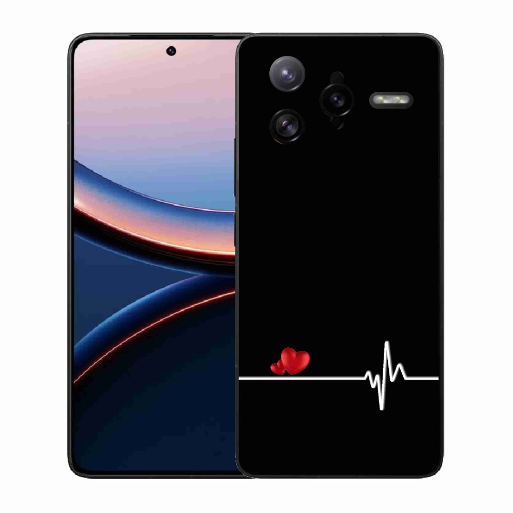 Gelový kryt mmCase na Xiaomi Poco F7 Ultra - srdce a tep černé pozadí