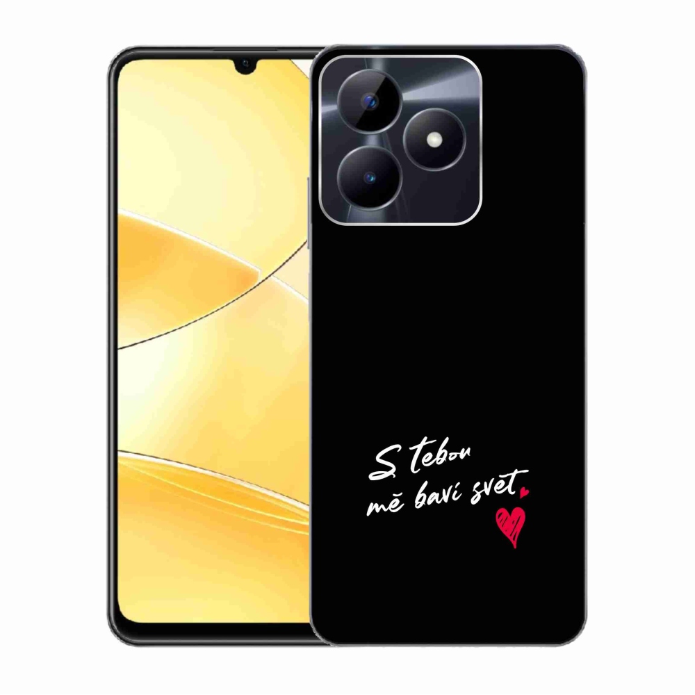 Gelový kryt mmCase na Realme C51/C53 - zamilovaný text 1 černé pozadí