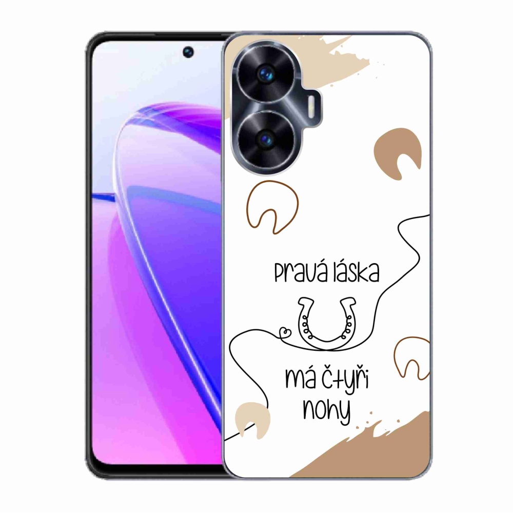 Gelový kryt mmCase na Realme C55 - koňský motiv bílé pozadí
