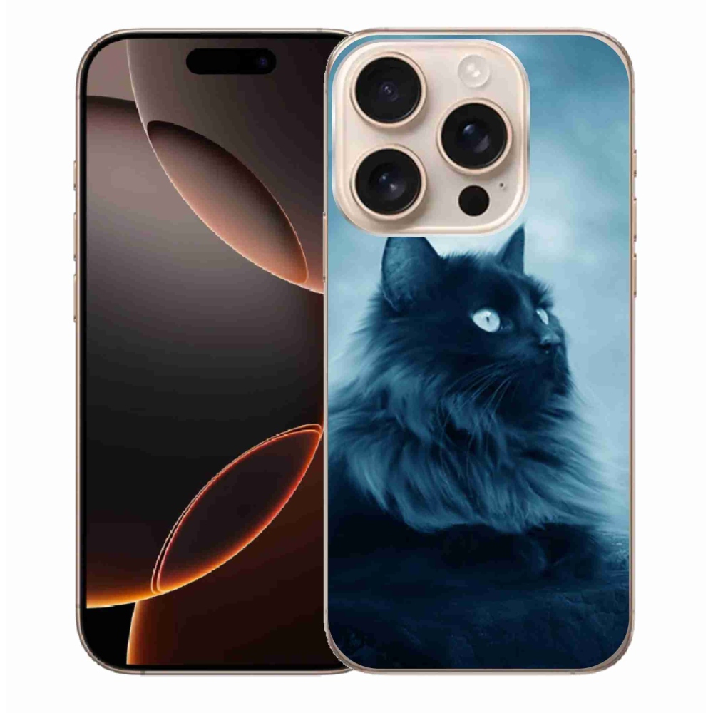 Gelový obal mmCase na iPhone 16 Pro Max - černá kočka 1